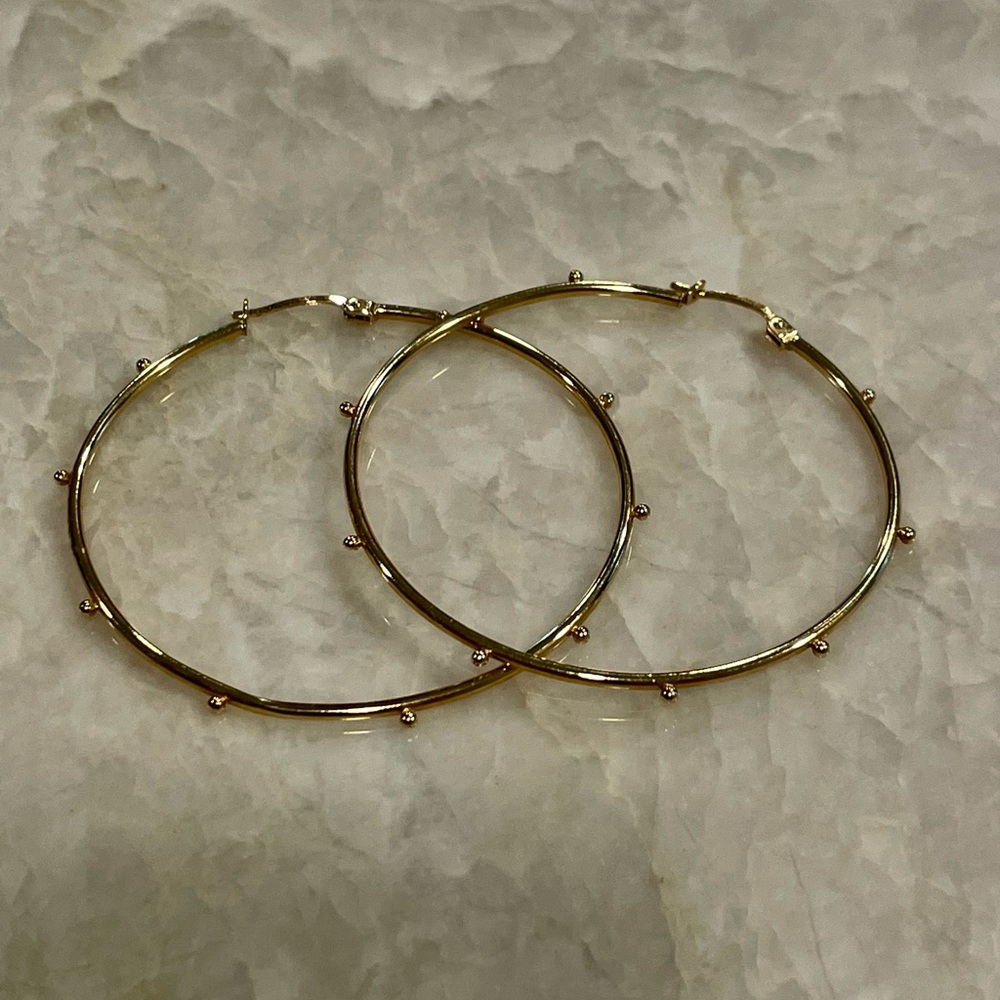 Pair of 14k Gold Hoop Earrings -Saks - Picture 3 of 12